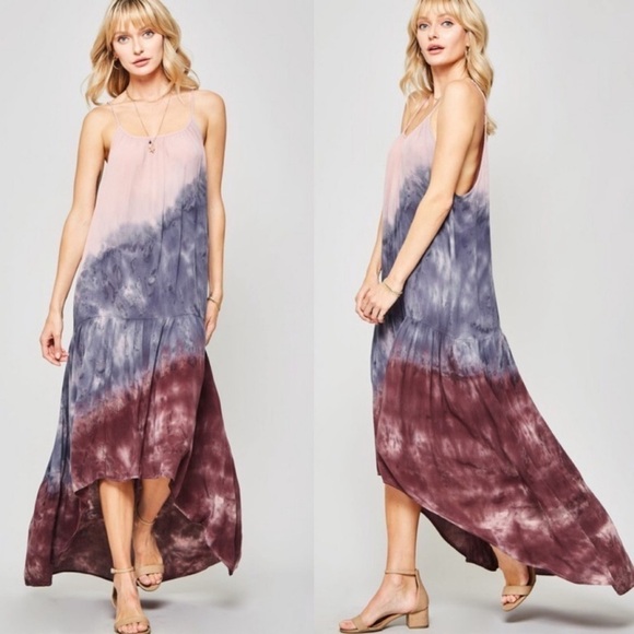 Tie Dye Maxi High Lo Ruffle Bottom - Picture 2 of 5